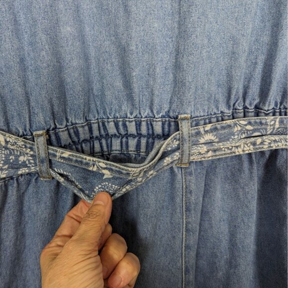 Gloria Vanderbilt Vintage Sleeveless belt elastic waist denim romper‎ jumpsuit S - Picture 6 of 15
